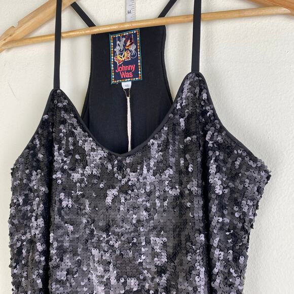 NWT Johnny Was Etta Sequin Cami Size XS Black Top - Picture 8 of 14